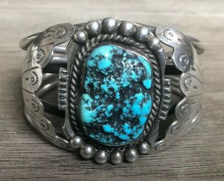 Vintage (2.  83 Oz) Navajo Large Kingman Turquoise & Sterling Silver Cuff Bracelet