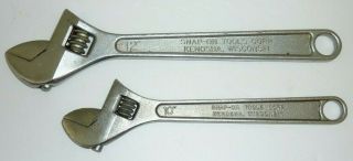 Snap - On Vintage Blue Point Adjustable Crescent Wrench 10 " And 12 " Set Of 2 Usa