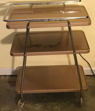 Vintage Mid Century Cosco Cart 3 - Tier Metal Kitchen Bar Tea Stand 2