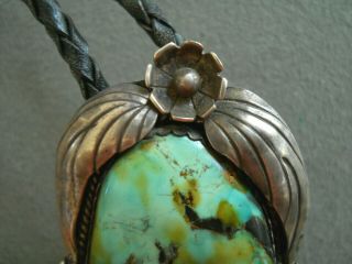 Vintage Western Native American Indian Turquoise Sterling Silver Bolo Tie 5