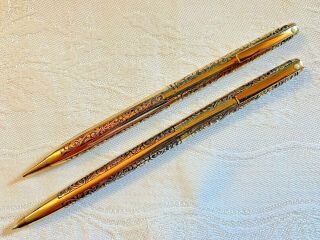 Vtg Sheaffer 12k Gold Rgp White Dot Pen & Pencil Set Imperial Grapes And Leaves