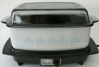 Vintage West Bend 84604 Slow Cooker 4 Qt Crock Pot Rectangle Smokeglass Dome Lid