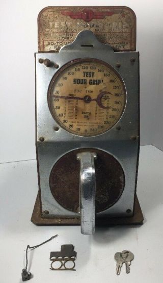 Vintage Coin Operated Holly Grip Testing Machine / / Strength / Arcade