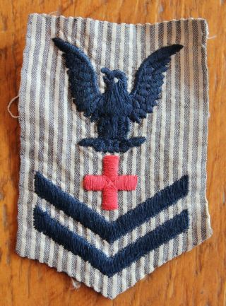 Wwii Us Navy Wave Pharmacists Mate 2nd Class Petty Officer Rate Patch - Nurse