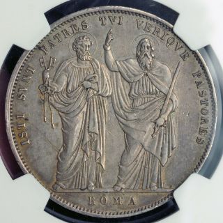1830,  Italy,  Vatican,  Pope Pius VIII.  Large Silver Scudo Coin.  Rare NGC AU, 2