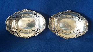 Stylish Pr Antique Art Nouveau H/m Sterling Silver Petit Fours Bonbon Dishes 63g