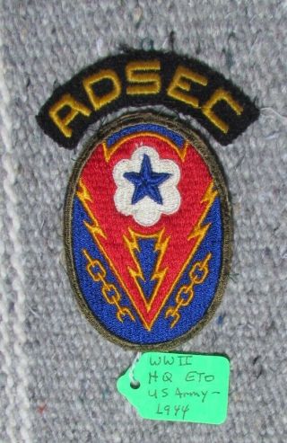 1944 Wwii Us Army Uniform Shoulder Insignia Eto Army Com.  Zone W/adsec Wool Tab