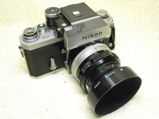 Vintage Nikon F Slr Camera Body,  Photomic Prism,  50mm F/1.  4 Nikkor Sc Lens & Hood