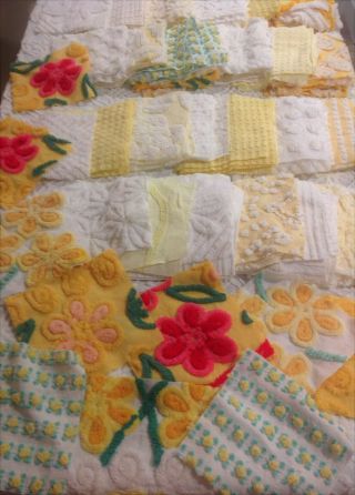 Vintage Chenille Bedspread Fabric Quilt Kit 100 7 Inch Squares