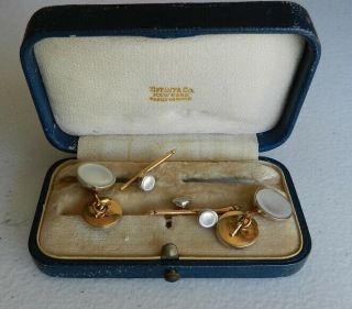 Box Is Marked Tiffany & Co.  Vintage Cufflinks & Collar Buttons Marked C14