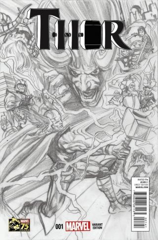 Thor Vol 4 V4 1 Rare Alex Ross 1:300 Sketch Variant Cover Female