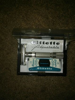 Vintage Gillette Fatboy Adjustable F1 Safety Razor Blades Brochure And Box