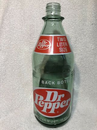 Vintage Dr Pepper 2 Liter Green Glass Bottle In