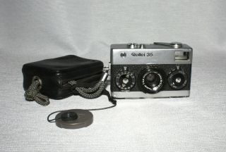 Vintage Rollei 35 Film Camera Germany Zeiss 3.  5 F=40mm Case/cap/strap