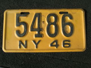 Vintage 46 Ny York Motorcycle License Plate