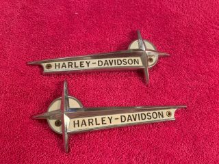 Rare Vintage 1961 - 1962 Hd Harley Davidson Fl Flh Tank Emblems Eagle Iron