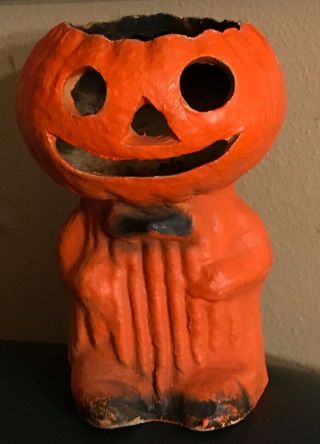 RARE VINTAGE PAPER MACHE HALLOWEEN MAN FULL BODY JACK O LANTERN PUMPKIN 6