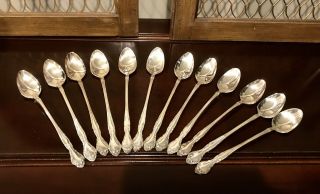 12 X Iced Tea Spoons Oneida Community Affection 1960 Vintage Silverplate Silver