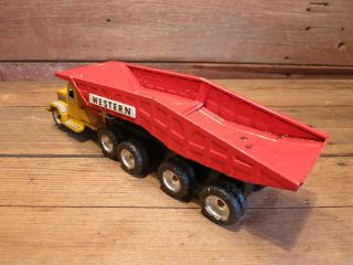 Vintage RARE 18 Wheeler Japan Western Hydraulic Dump Truck Tin Friction Toy 5