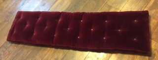 Long Vtg Maroon Tufted Bench Ottoman Seat Cushion Pillow Mid Century Bench