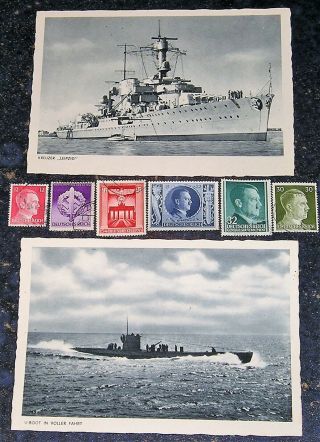 German Ww2 Kriegsmarine Submarine U - Boot Postcard,  Cruiser Postcards,  Stamps