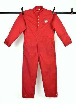 Vtg Lee Phillips 66 Oil Gas Attendant Red Quilt Lined Coveralls Jumpsuit Mens M