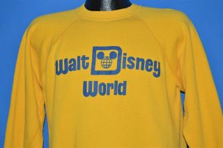 Vintage 70s Walt Disney World Yellow Gusset Mickey Mouse Sweatshirt Large L