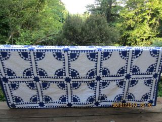 Vintage Hand Pieced Quilt Blue And White