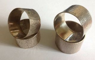 Solid Silver: Two Pairs Of Matching Napkin Rings.  Both London 1973 & 1975.  106g