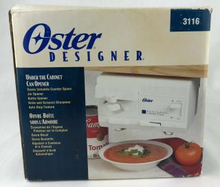 Vintage Oster Designer Under The Cabinet Electric Can Opener 3116 Nos White