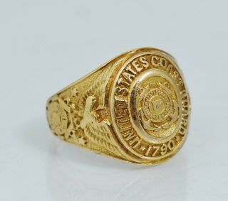 10k Us Coast Guard Signet Ring Vintage Uscg Yellow Gold Sz 5 1/4 United States
