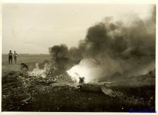 Press Photo: Great Burning Luftwaffe Fw.  189 Recon Plane & Me - 109 Fighter (2)