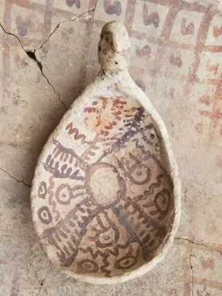 Hohokam Rincon Red On Brown Pottery Scoop Rare Humanoid Figure Arizona Anasazi