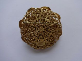 Vintage Signed MIRIAM HASKELL Baroque Pearl Gold Tone Circular Pin/Brooch 2 - 1/8 