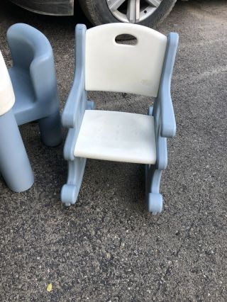 Vintage Little Tikes Table Chairs Drawers Child Size Blue White Rocking Chair 3
