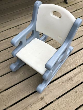 Vintage Little Tikes Table Chairs Drawers Child Size Blue White Rocking Chair 4