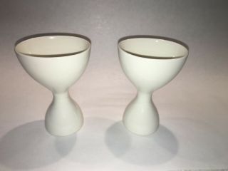 Vintage Eva Zeisel Hall China Hallcraft Egg Cups All White Mid Century