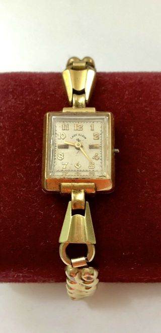 Vintage 14k Solid Gold Lady Elgin 19 Jewels Wristwatch 1950 
