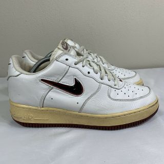 Vtg 1998 Nike Air Force 1 Low White Maroon Jewel Swoosh Size 9 Dunk Af1 High Mid