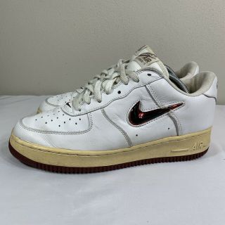 VTG 1998 Nike Air Force 1 Low White Maroon Jewel Swoosh Size 9 Dunk AF1 High Mid 2