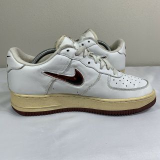 VTG 1998 Nike Air Force 1 Low White Maroon Jewel Swoosh Size 9 Dunk AF1 High Mid 3