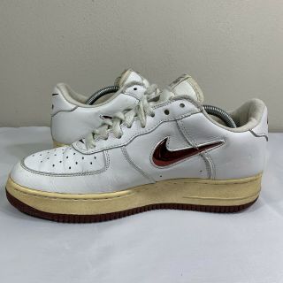 VTG 1998 Nike Air Force 1 Low White Maroon Jewel Swoosh Size 9 Dunk AF1 High Mid 4
