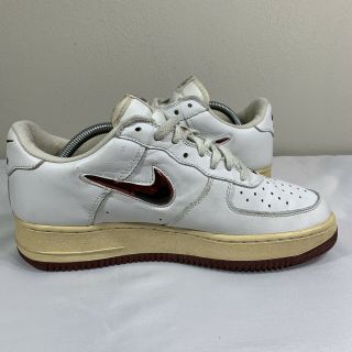 VTG 1998 Nike Air Force 1 Low White Maroon Jewel Swoosh Size 9 Dunk AF1 High Mid 5