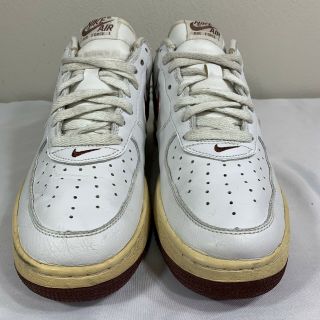 VTG 1998 Nike Air Force 1 Low White Maroon Jewel Swoosh Size 9 Dunk AF1 High Mid 6