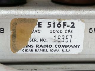 VINTAGE COLLINS 516F - 2 WINGED EMBLEM HAM RADIO TRANSMITTER POWER SUPPLY PARTS 5