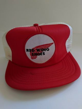 Vintage Red Wing Shoes Snapback Mesh Trucker Hat Cap With Patch