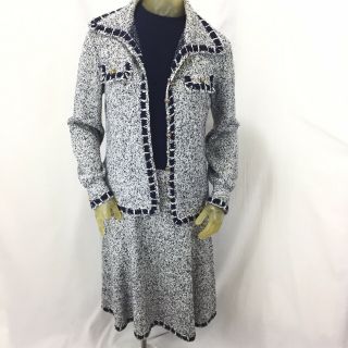 Vintage St.  John Knits 2 Pc Cardigan Sweater Dress Set Sleeveless Stretchy