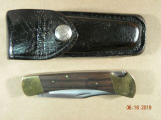 Buck 110 Folding Knife W/ Sheath Vintage Usa