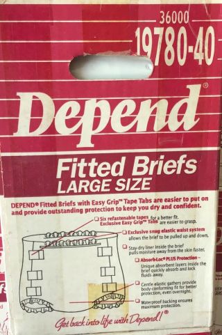 1 case - Vintage Depend size large - Green Plastic Backed - 36 Diapers - 1990 4
