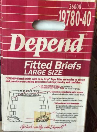 1 case - Vintage Depend size large - Green Plastic Backed - 36 Diapers - 1990 5